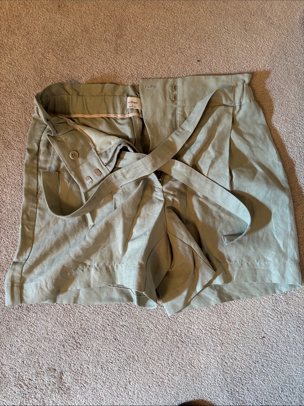 Wilfred Sage Green High-Waist Tie Shorts